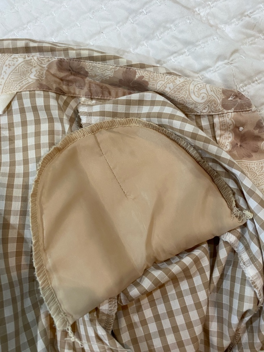 Alia Beige Gingham Button-Down Shirt - Picture 6 of 8